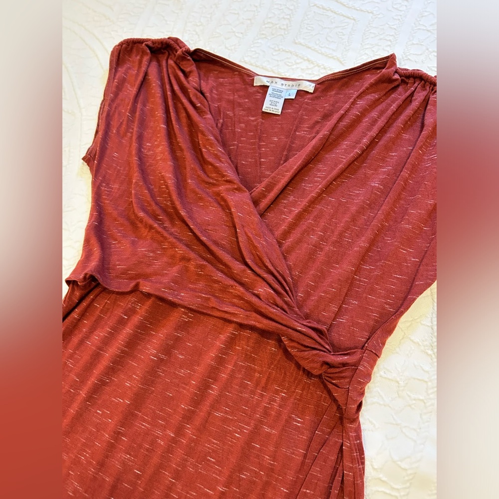 Max Studio Jersey Faux Wrap Dress Size L